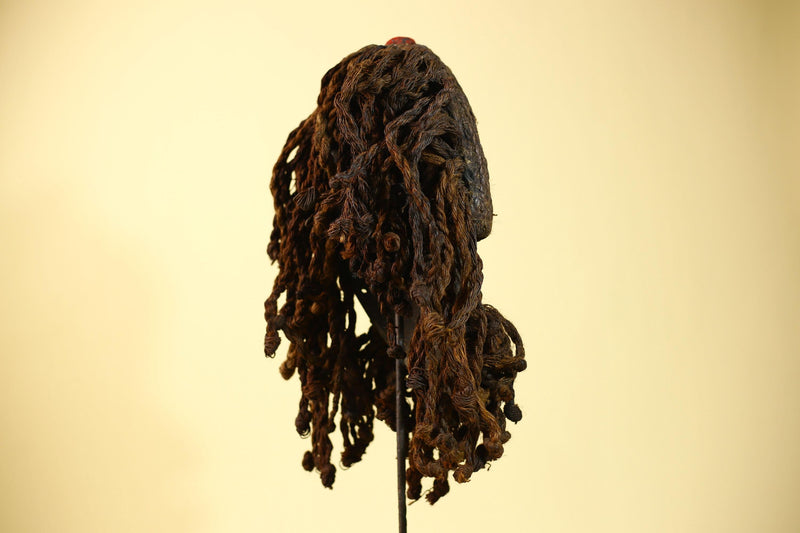 Vintage Dan Mask with Braided Hair &Cowrie Details African Tribal Mask Art-G6017