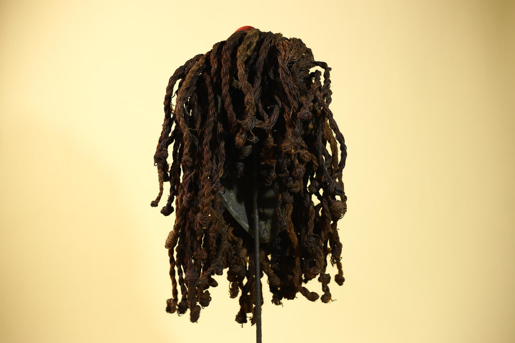 Vintage Dan Mask with Braided Hair &Cowrie Details African Tribal Mask Art-G6017