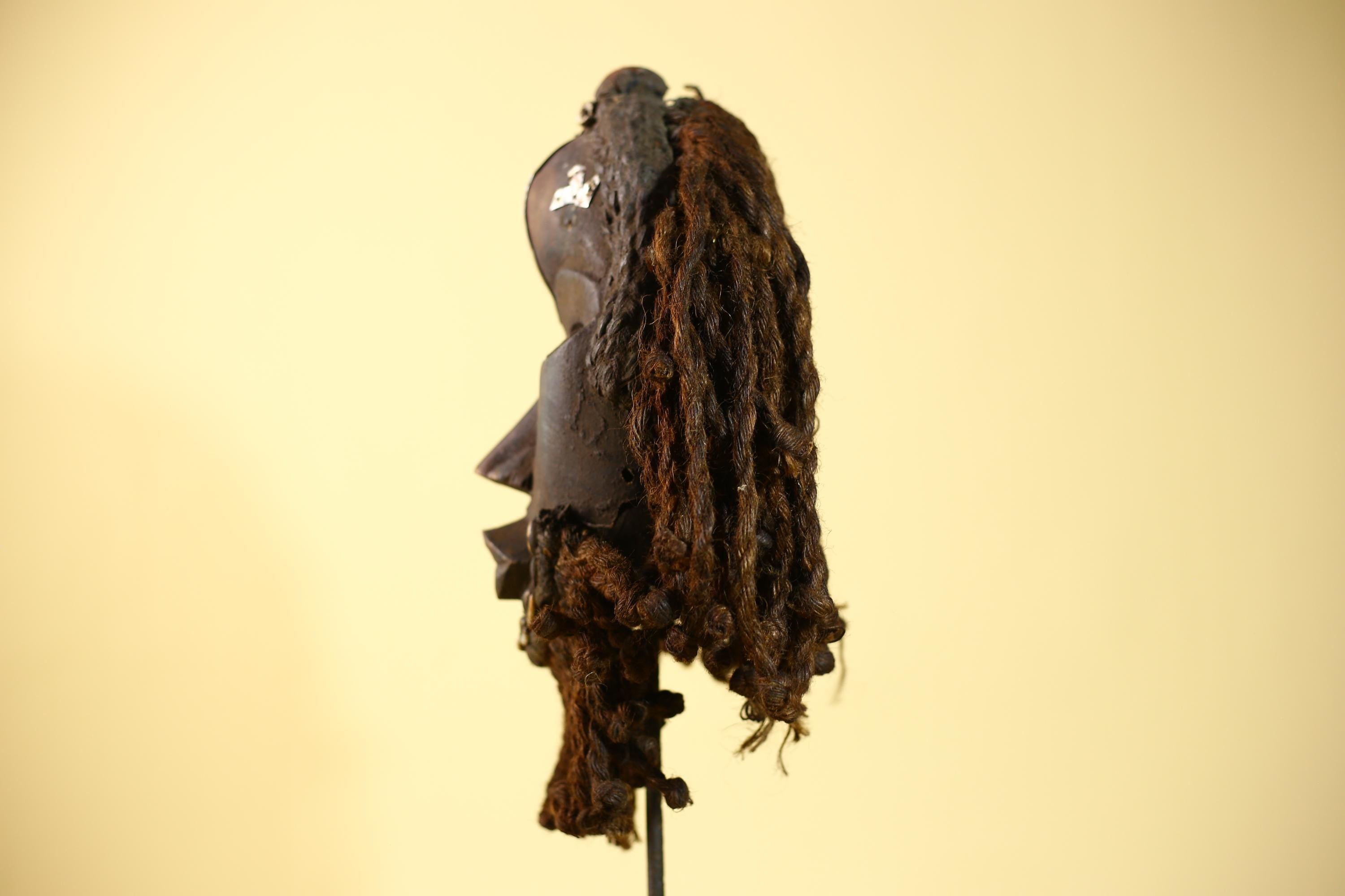 African Vintage Dan Tribal Mask with Braided & Cowrie Shells Côte d’Ivoire-G6019