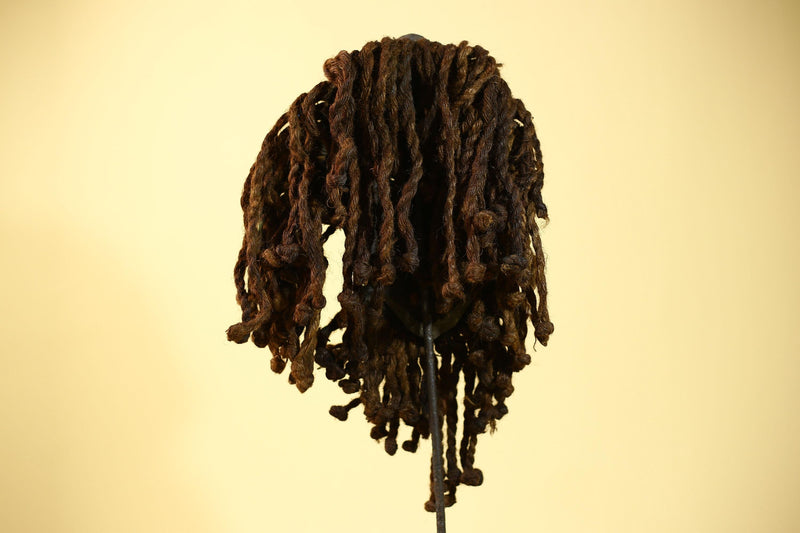 Vintage Dan African Mask with Cowrie & Braided Fiber Hair–Tribal Wood Mask-G6020