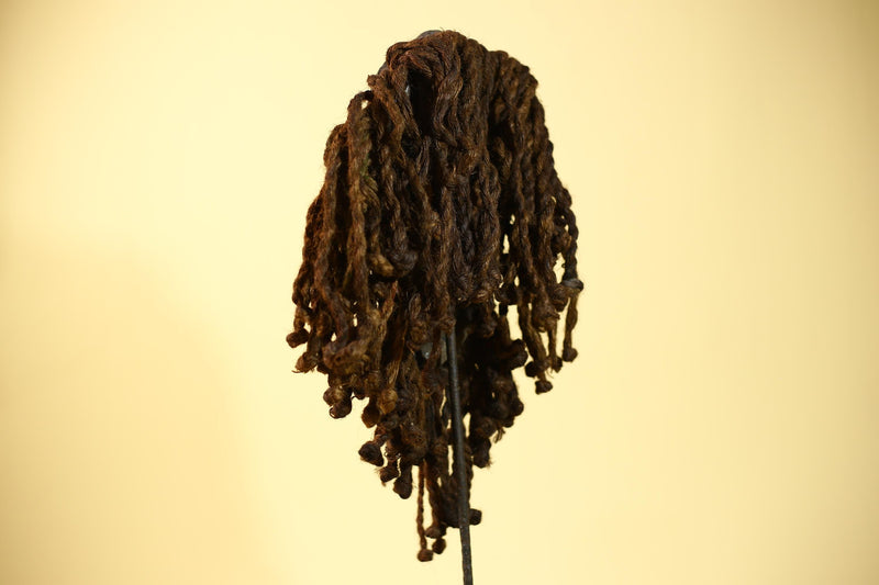 Vintage Dan African Mask with Cowrie & Braided Fiber Hair–Tribal Wood Mask-G6020