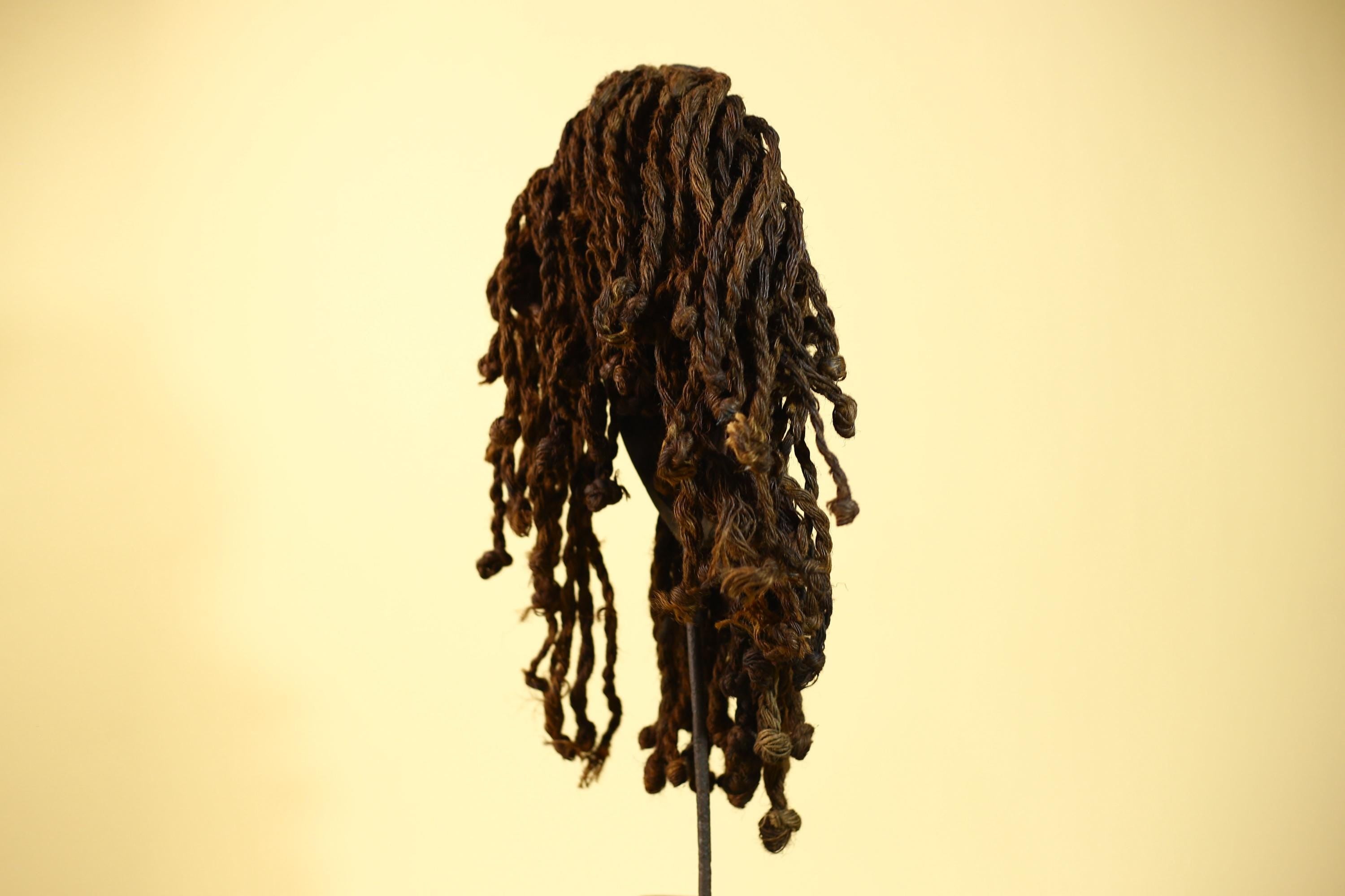 Vintage Dan Mask with Braided Hair &Cowrie Details African Tribal Mask Art-G6022