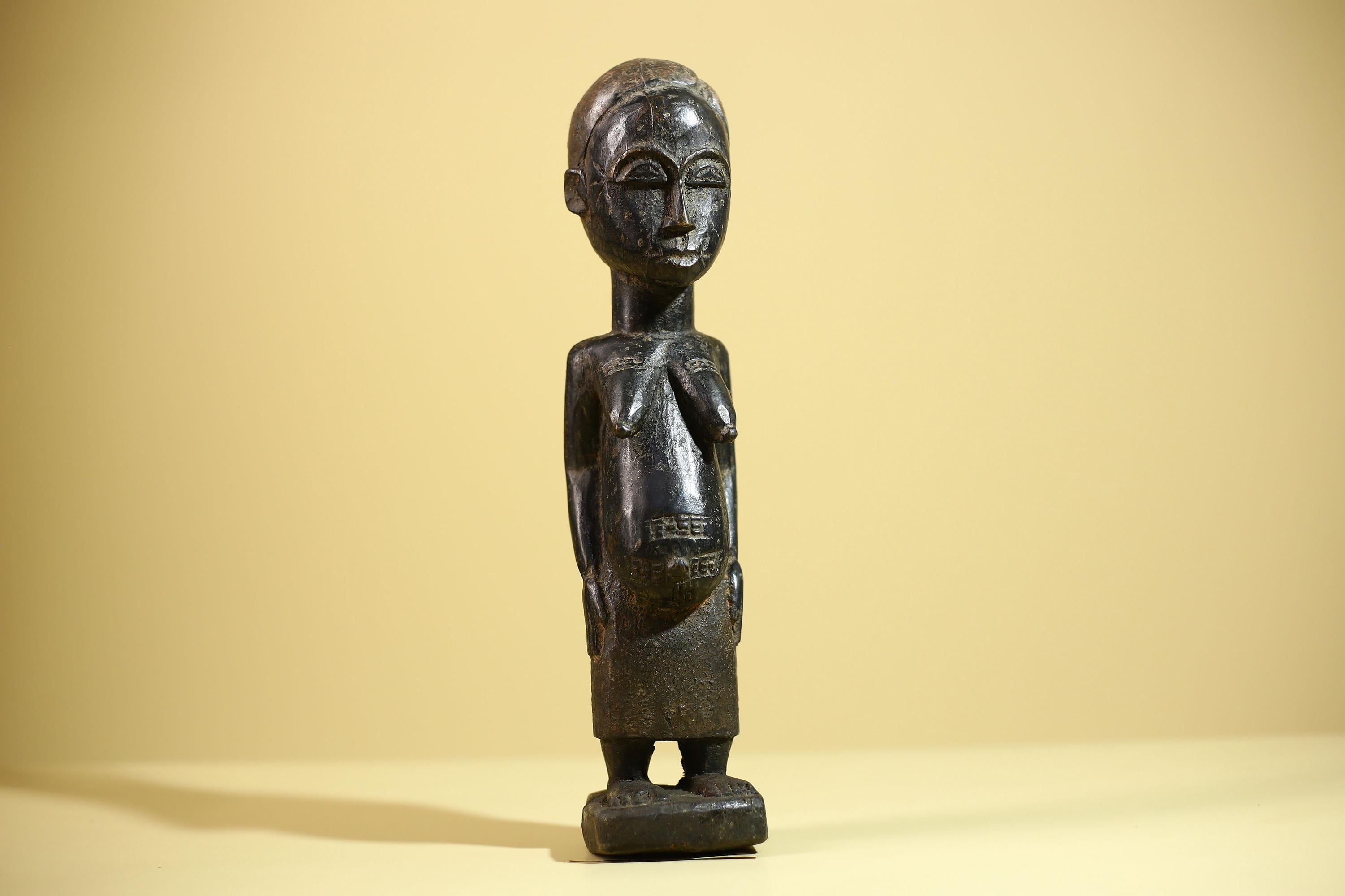 African Vintage Female Fertility Statue – Hand-Carved Ethnographic Statue-G6027