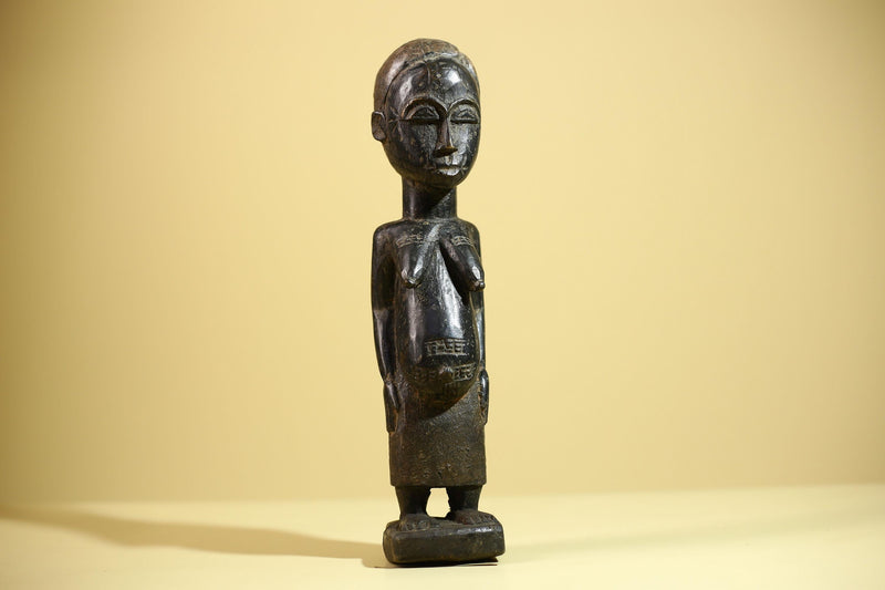 African Vintage Female Fertility Statue – Hand-Carved Ethnographic Statue-G6027