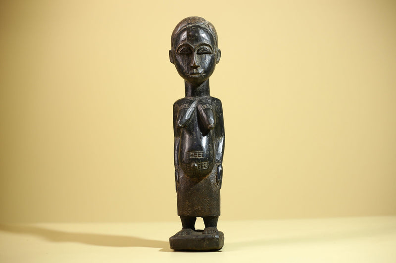 African Vintage Female Fertility Statue – Hand-Carved Ethnographic Statue-G6027
