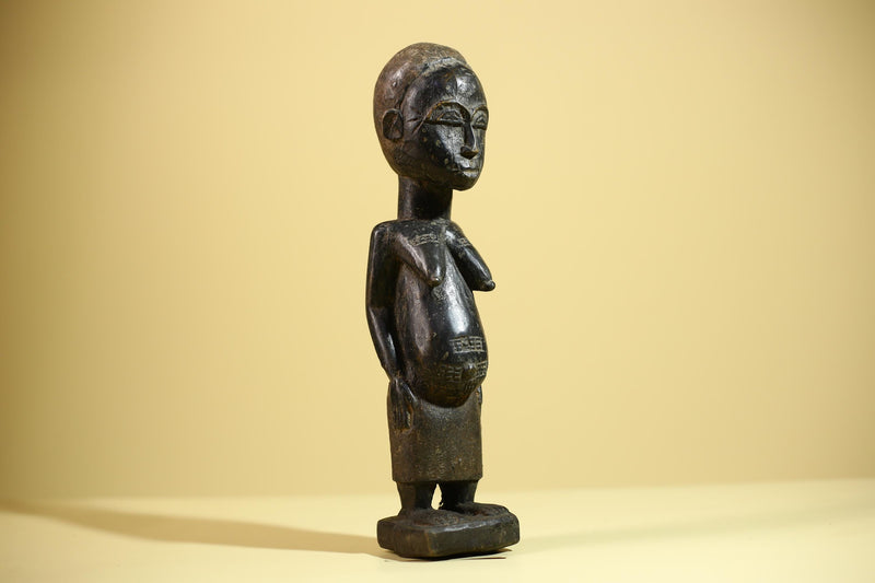 African Vintage Female Fertility Statue – Hand-Carved Ethnographic Statue-G6027