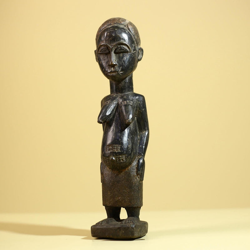 African Vintage Female Fertility Statue – Hand-Carved Ethnographic Statue-G6027