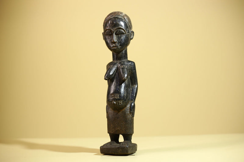 African Vintage Female Fertility Statue – Hand-Carved Ethnographic Statue-G6027