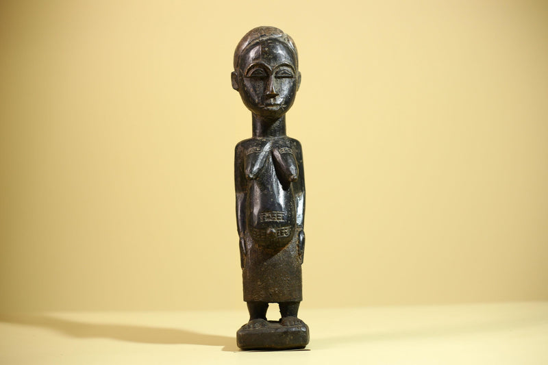 African Vintage Female Fertility Statue – Hand-Carved Ethnographic Statue-G6027