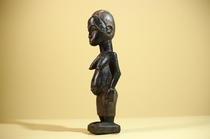 African Vintage Female Fertility Statue – Hand-Carved Ethnographic Statue-G6027