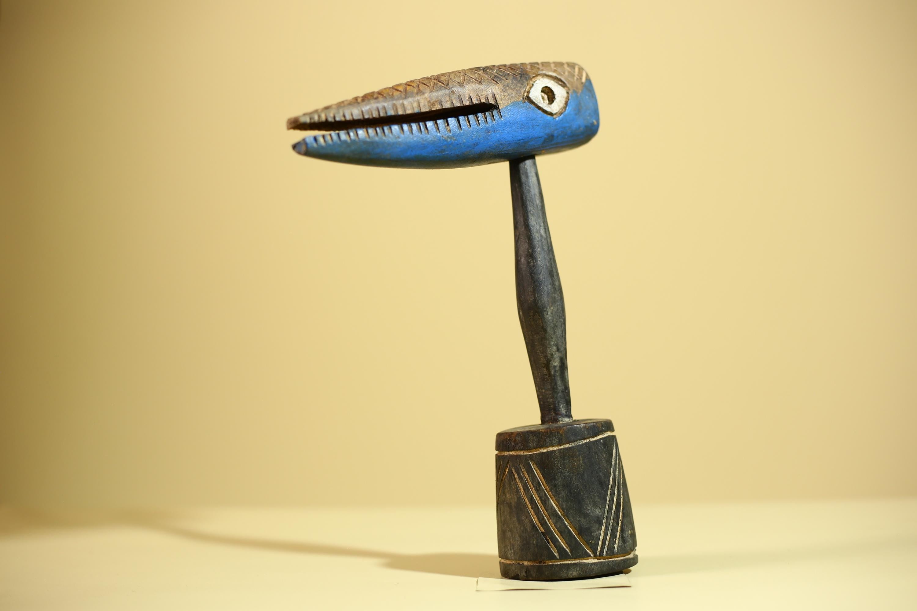 African Vintage Bamana Bird Statue Mali Art Hand-Carved Beak Figure Decor-G6029