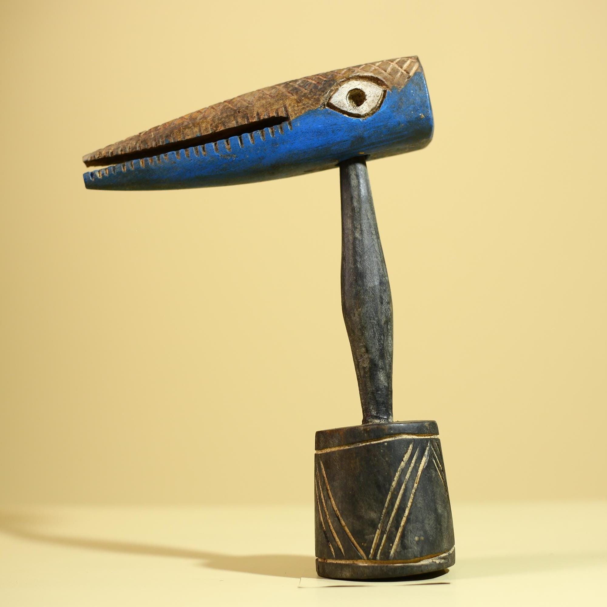 African Vintage Bamana Bird Statue Mali Art Hand-Carved Beak Figure Decor-G6029