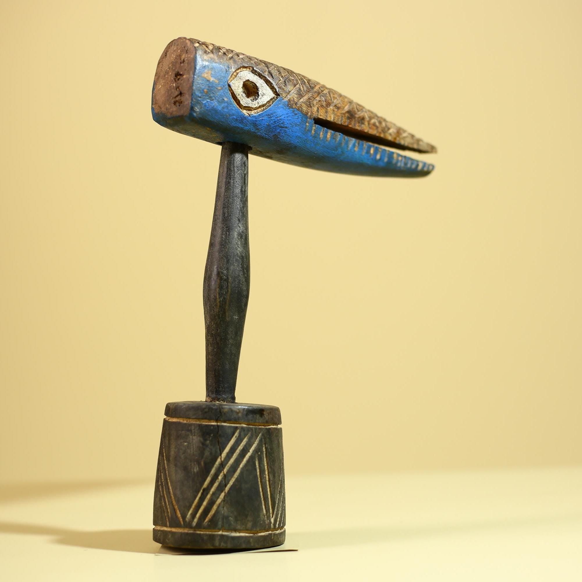 African Vintage Bamana Bird Statue Mali Art Hand-Carved Beak Figure Decor-G6029