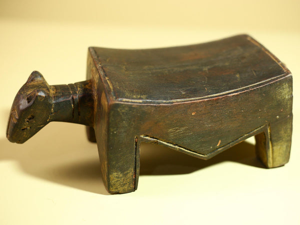 Vintage African Animal Stool Statue Hand-Carved Wood Folk Art Decor-G6030