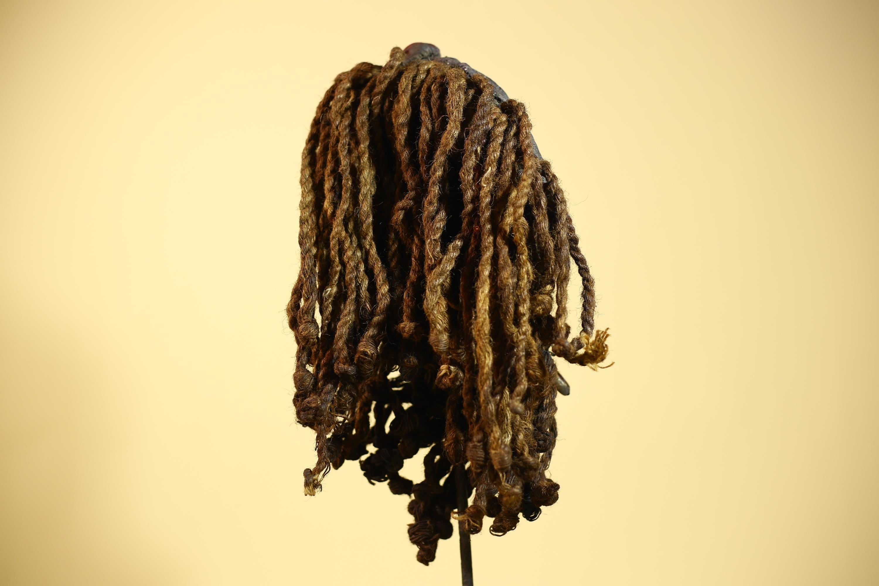 African Dan Mask Côte d'Ivoire Tribal Art Cowrie Fiber Beard Braided Hair-G6031