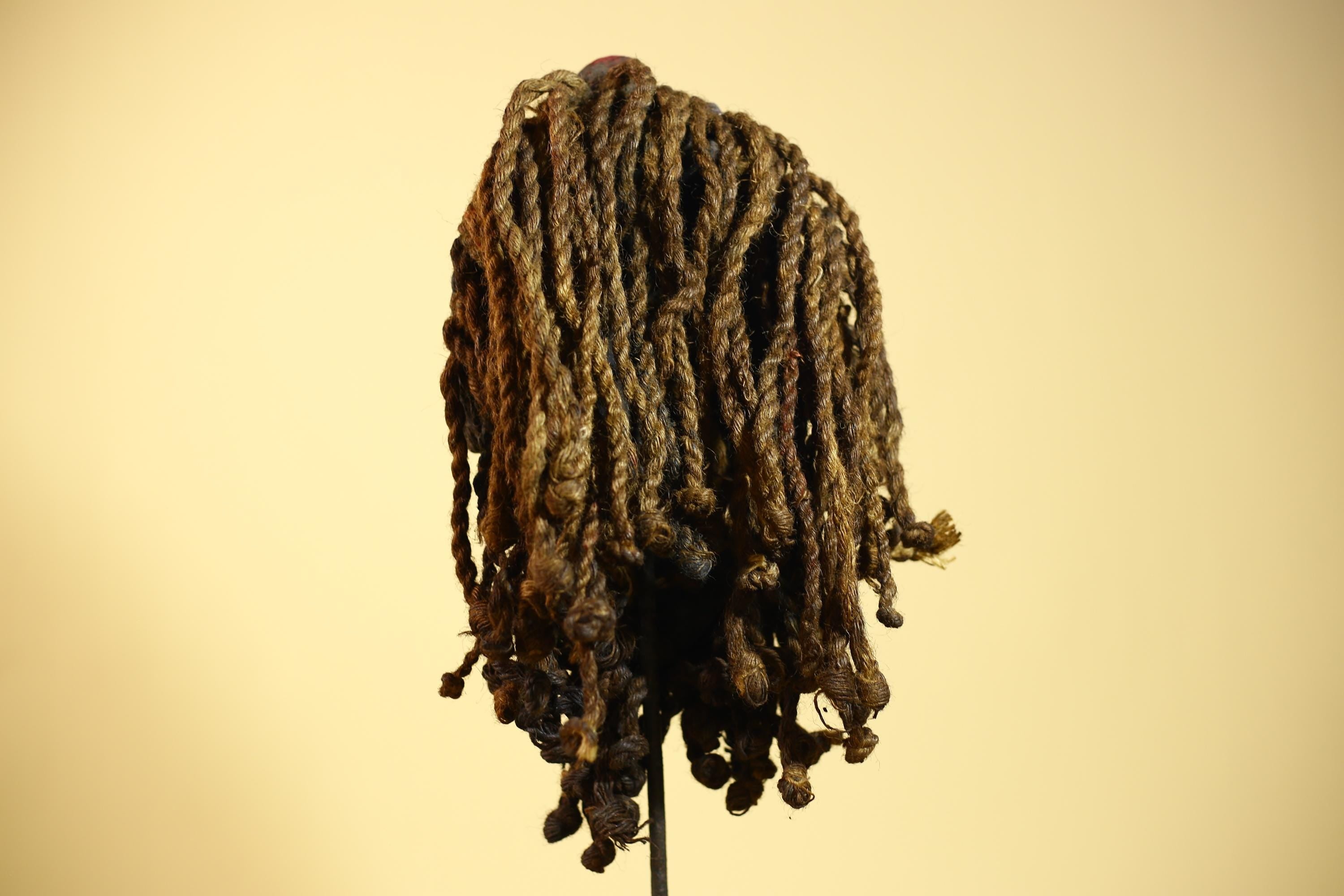 African Dan Mask Côte d'Ivoire Tribal Art Cowrie Fiber Beard Braided Hair-G6031