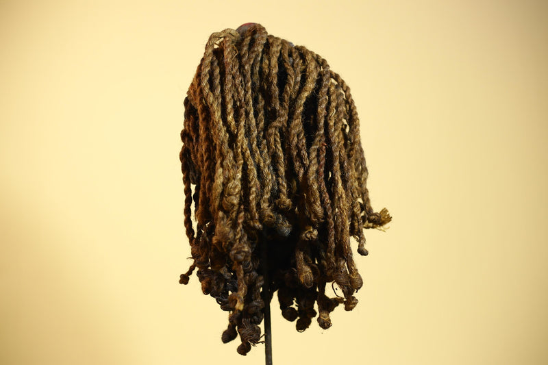 African Dan Mask Côte d'Ivoire Tribal Art Cowrie Fiber Beard Braided Hair-G6031