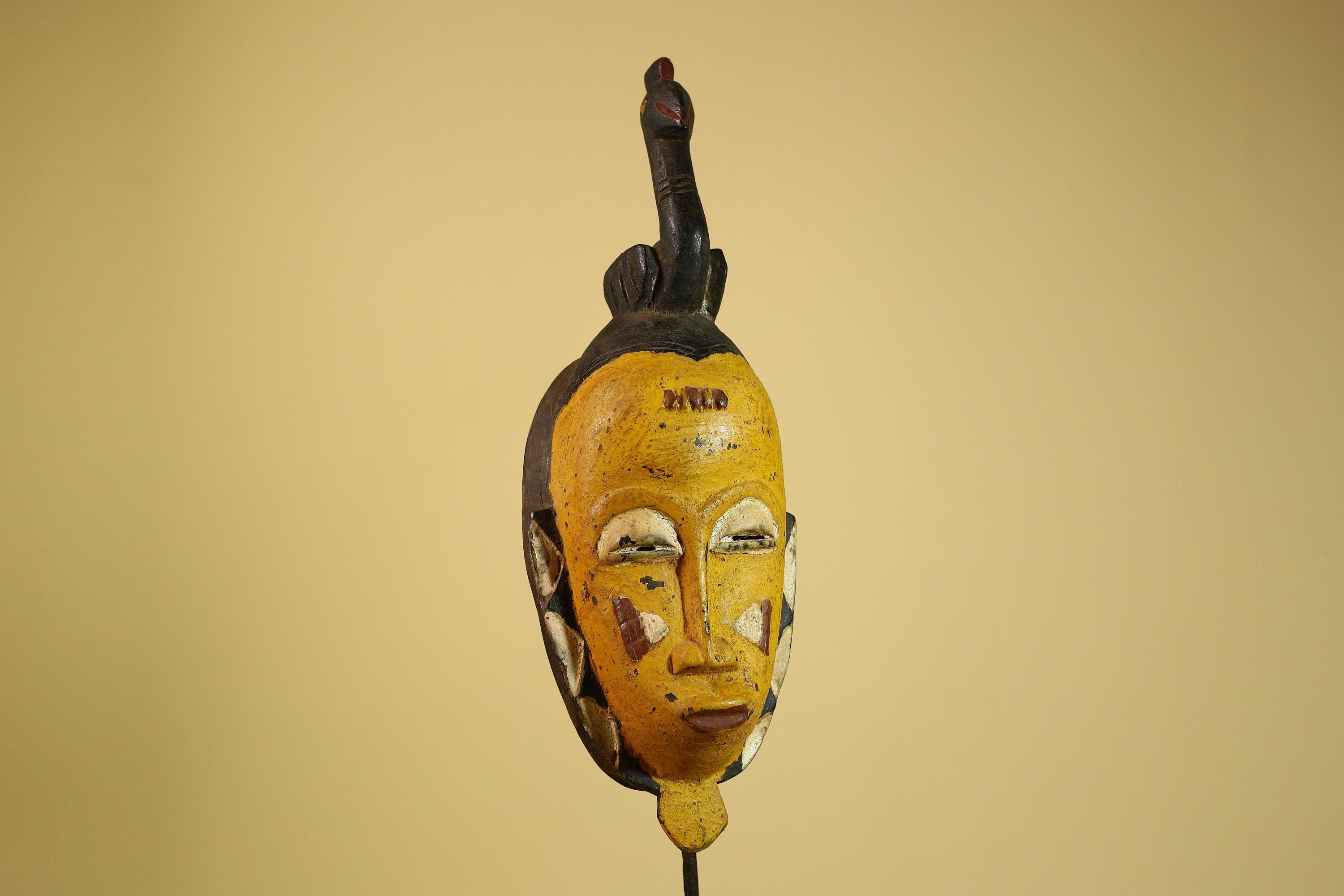 African Guro Mask Carved Wood Bird Crest Côte d’Ivoire Tribal Art Decor-G5934