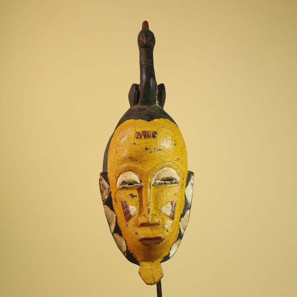African Guro Mask Carved Wood Bird Crest Côte d’Ivoire Tribal Art Decor-G5934