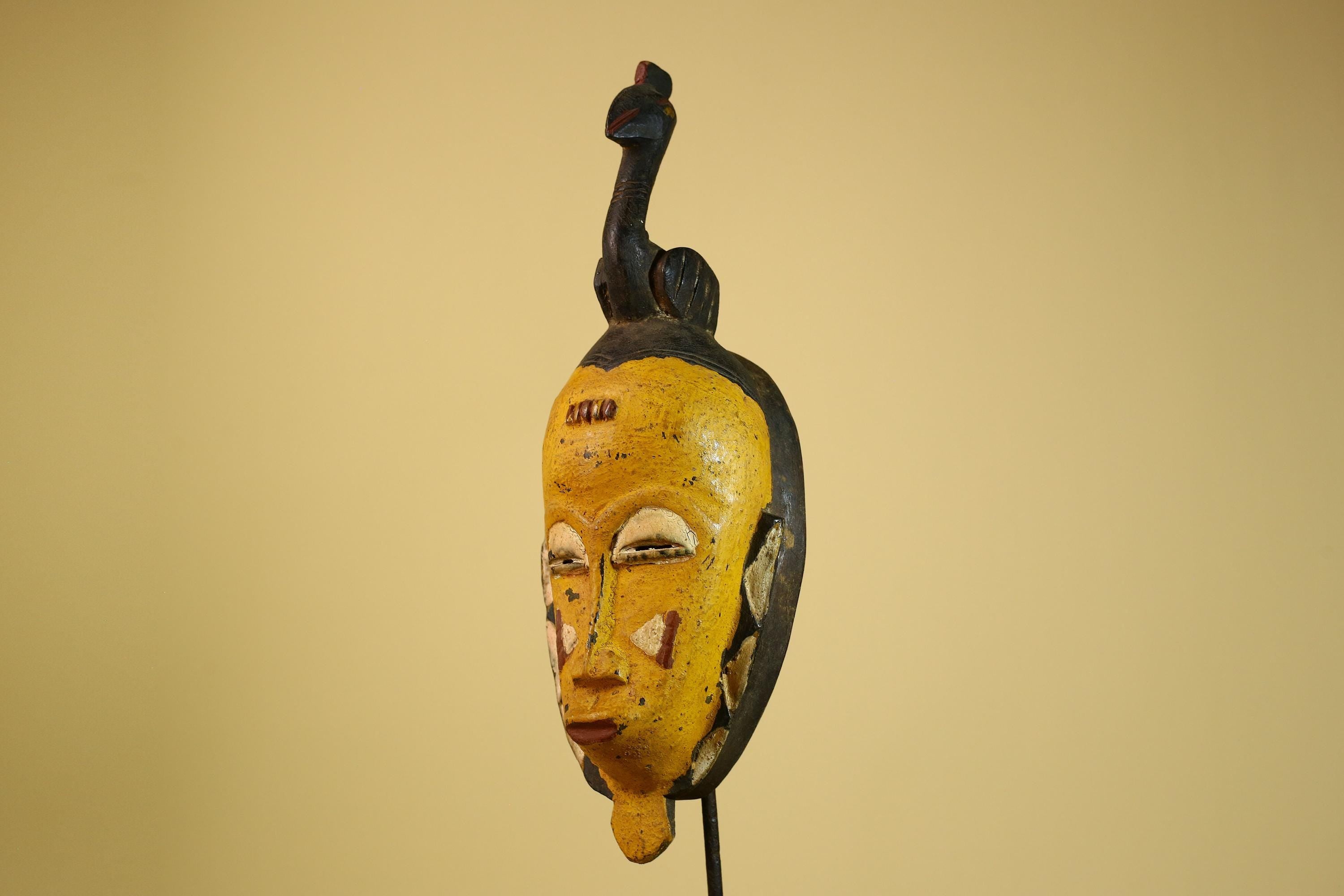 African Guro Mask Carved Wood Bird Crest Côte d’Ivoire Tribal Art Decor-G5934