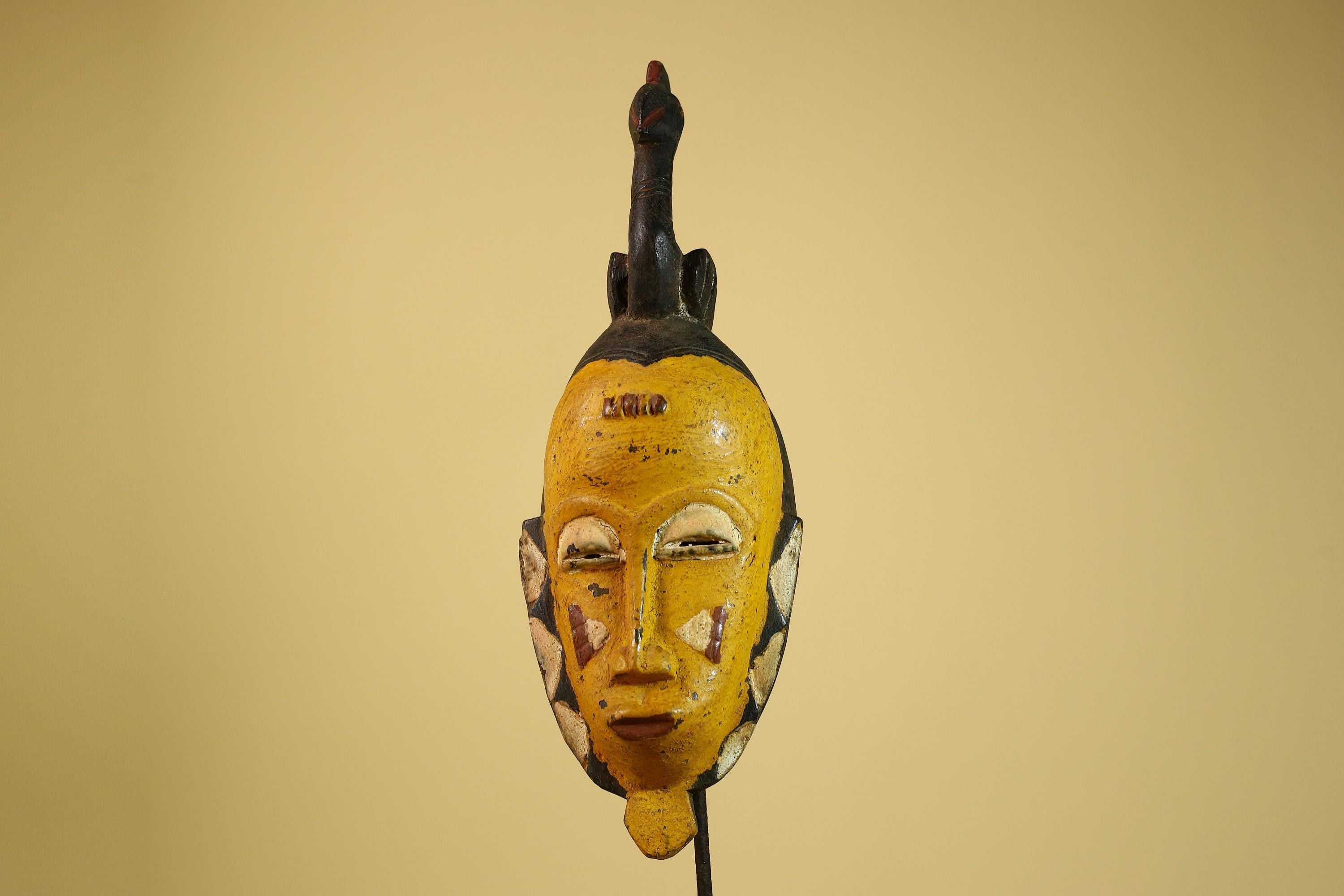 African Guro Mask Carved Wood Bird Crest Côte d’Ivoire Tribal Art Decor-G5934