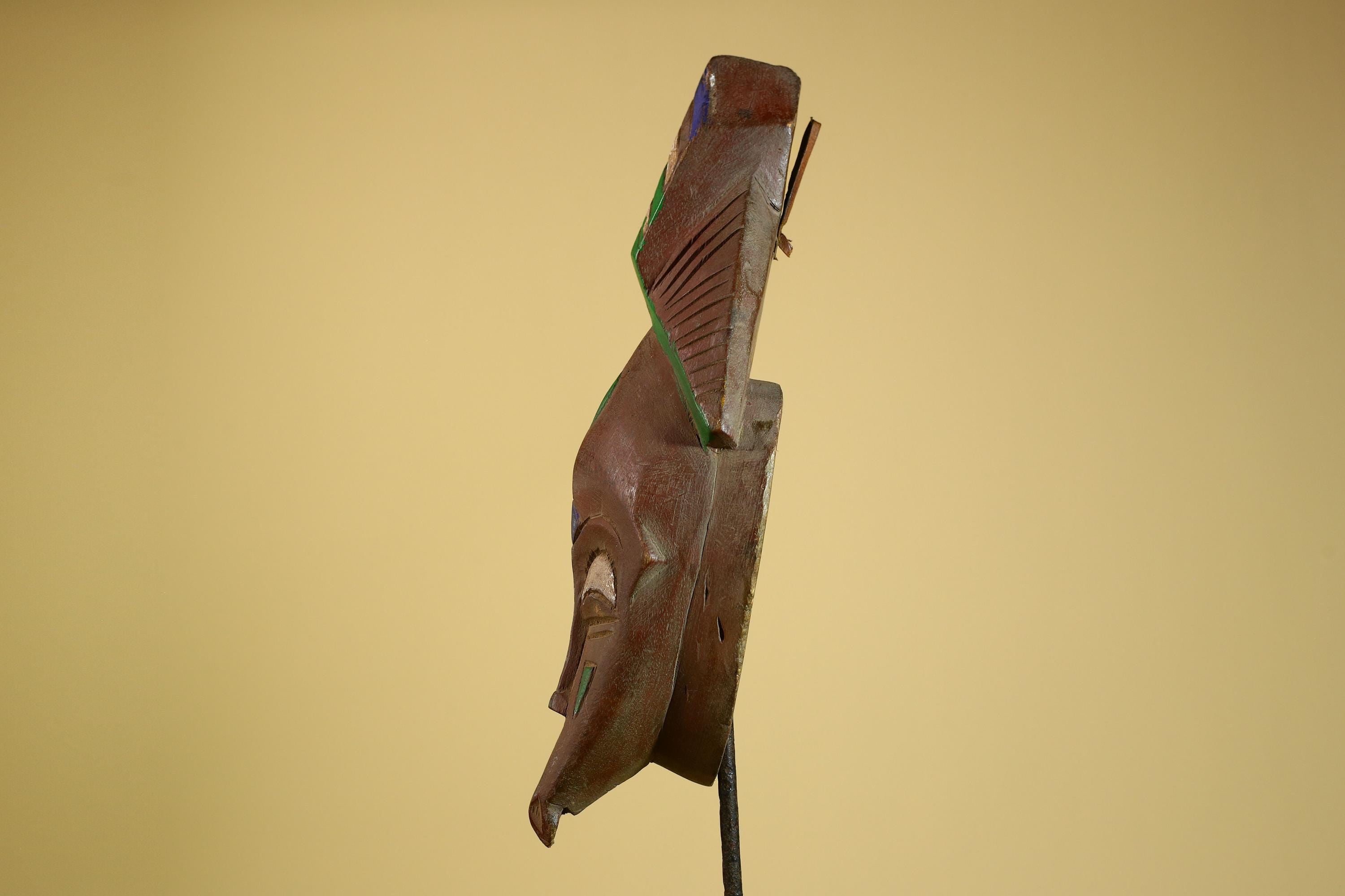 African Guro Mask Carved Wood Green Crest Côte d’Ivoire Tribal Art Decor-G5935