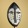 African Mask Carved Wood Painted Face Hole Pattern Congo Tribal Art Decorr-G5936