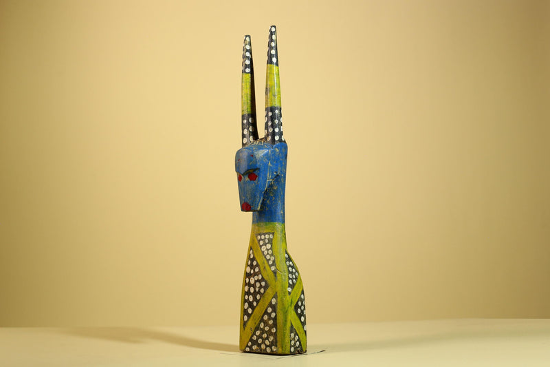 African Spirit Statue Carved Wood Painted Figure Côte d’Ivoire Tribal Art-G5941