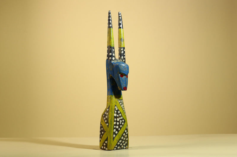 African Spirit Statue Carved Wood Painted Figure Côte d’Ivoire Tribal Art-G5941