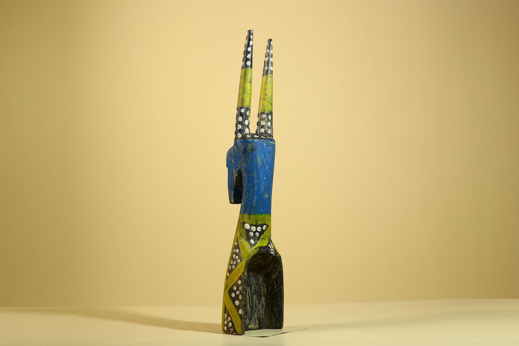 African Spirit Statue Carved Wood Painted Figure Côte d’Ivoire Tribal Art-G5941