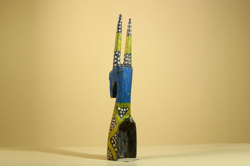 African Spirit Statue Carved Wood Painted Figure Côte d’Ivoire Tribal Art-G5941