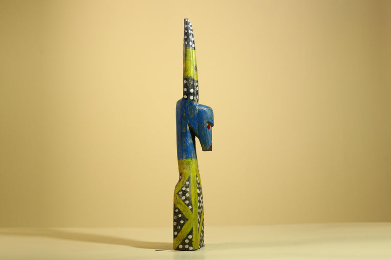 African Spirit Statue Carved Wood Painted Figure Côte d’Ivoire Tribal Art-G5941