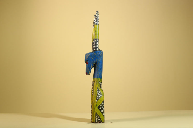 African Spirit Statue Carved Wood Painted Figure Côte d’Ivoire Tribal Art-G5941