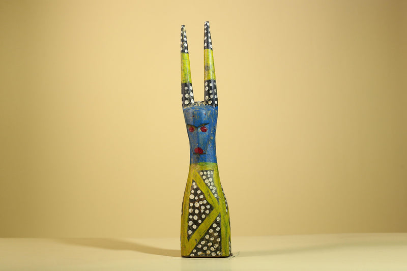 African Spirit Statue Carved Wood Painted Figure Côte d’Ivoire Tribal Art-G5941