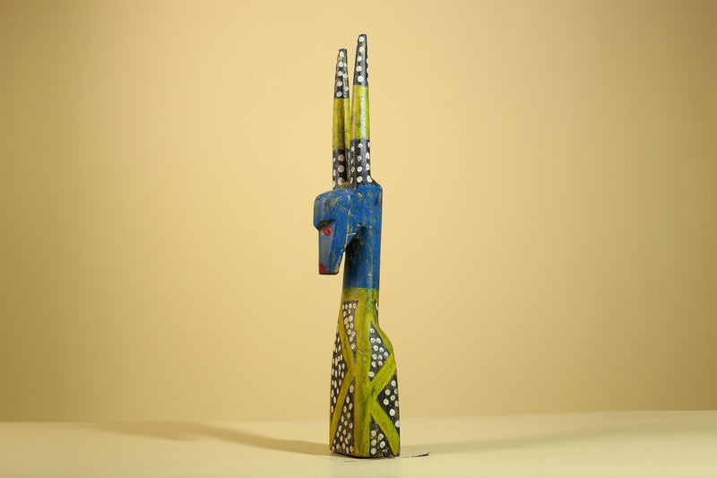 African Spirit Statue Carved Wood Painted Figure Côte d’Ivoire Tribal Art-G5941