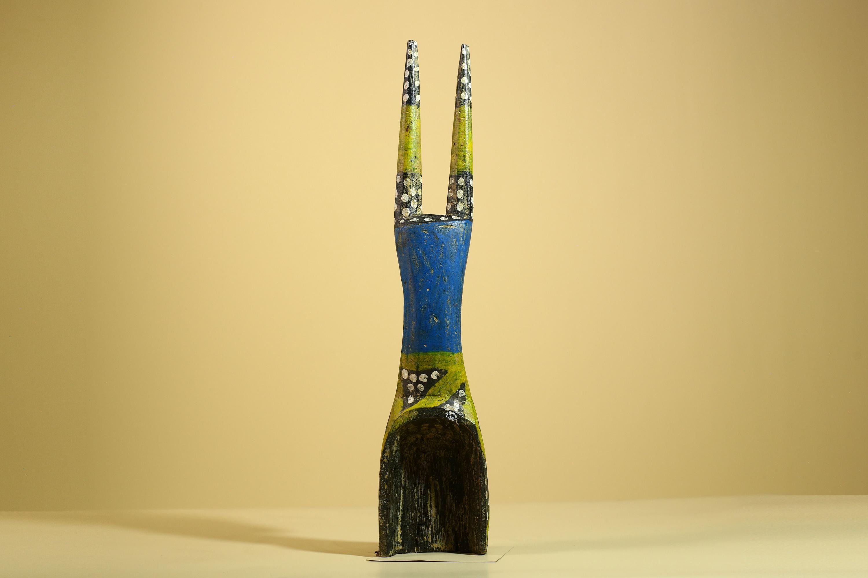 African Spirit Statue Carved Wood Painted Figure Côte d’Ivoire Tribal Art-G5941
