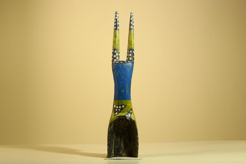 African Spirit Statue Carved Wood Painted Figure Côte d’Ivoire Tribal Art-G5941