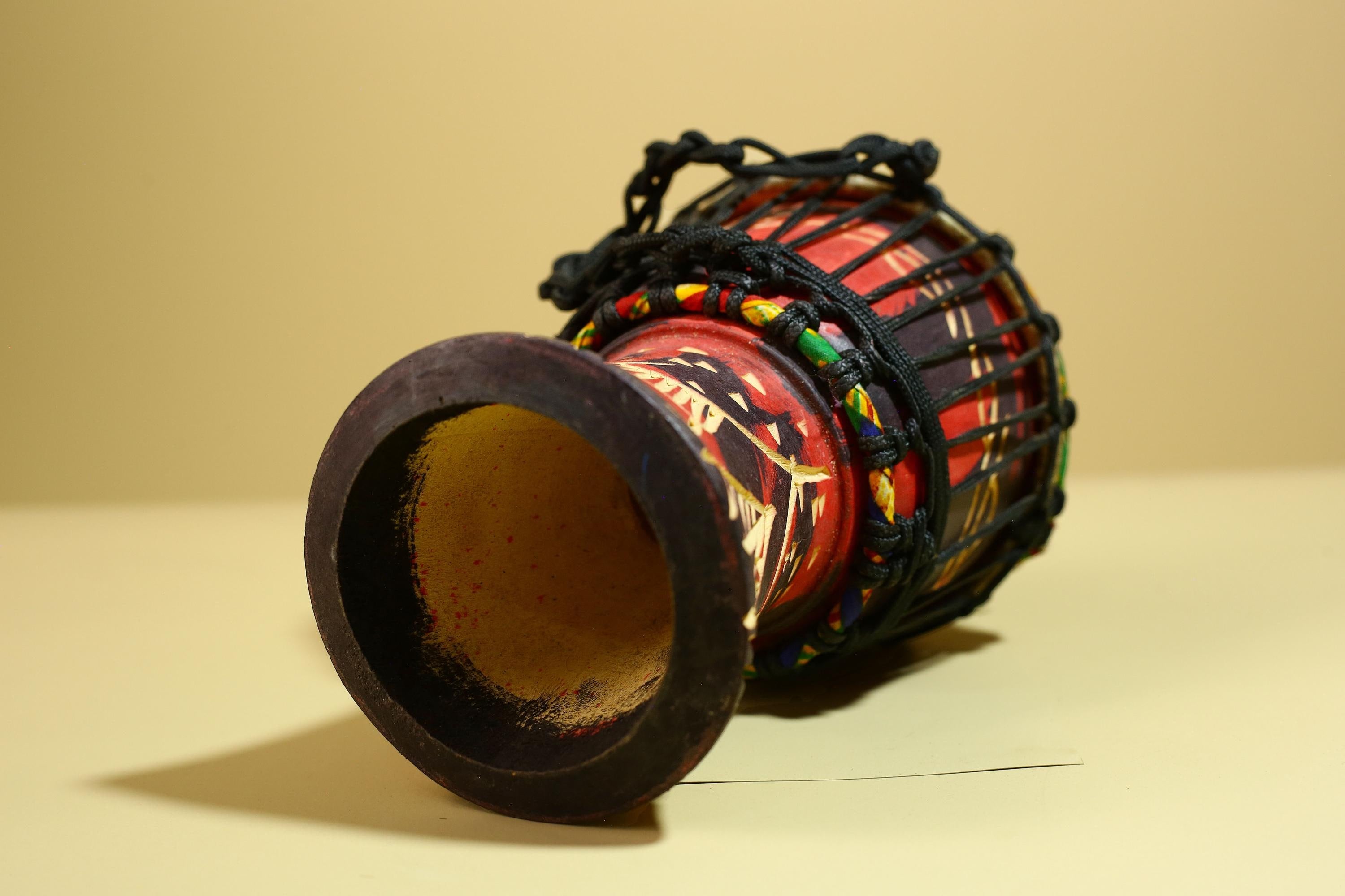 African Djembe Drum Carved Wood Rope Tuned Hand Drum Tribal Art Decor-G5942
