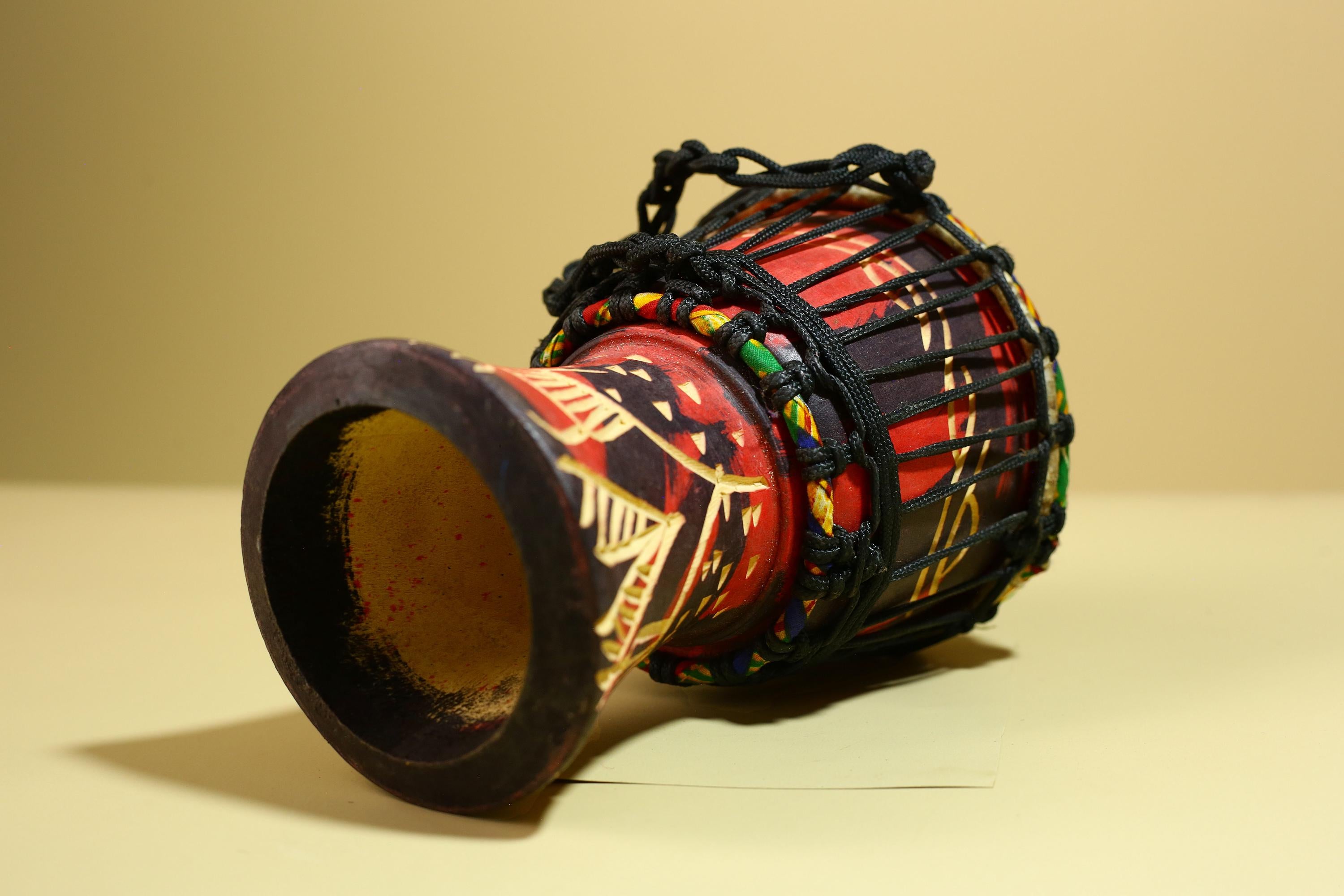African Djembe Drum Carved Wood Rope Tuned Hand Drum Tribal Art Decor-G5942
