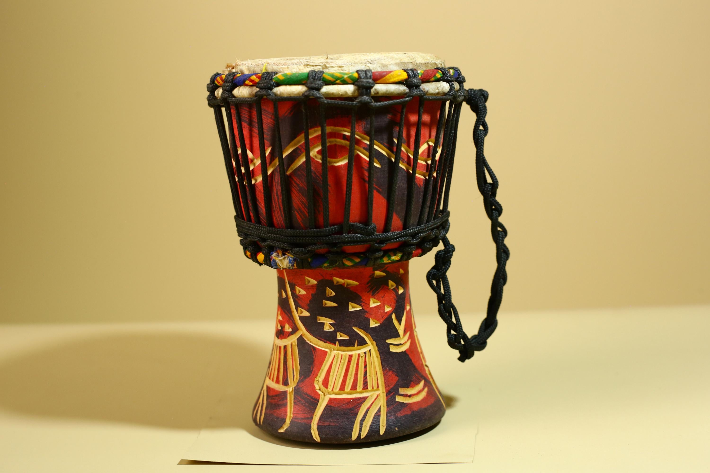 African Djembe Drum Carved Wood Rope Tuned Hand Drum Tribal Art Decor-G5942