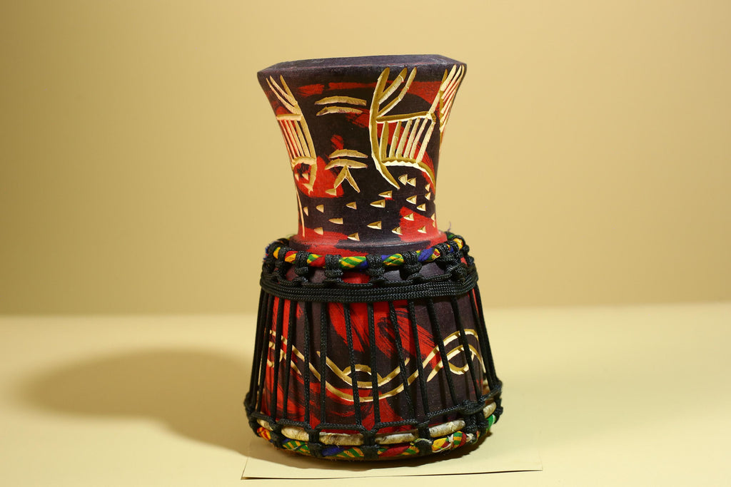 African Djembe Drum Carved Wood Rope Tuned Hand Drum Tribal Art Decor-G5942