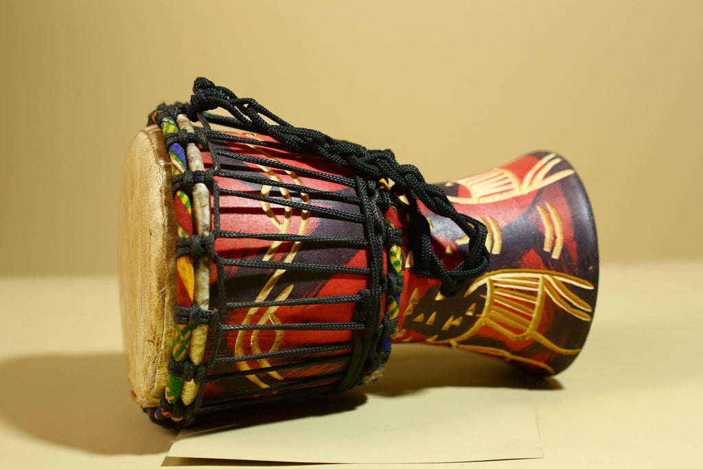 African Djembe Drum Carved Wood Rope Tuned Hand Drum Tribal Art Decor-G5942