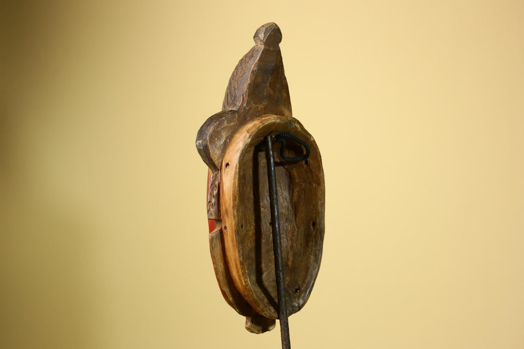 African Baule Mask Carved Wood Painted Red Face Côte d’Ivoire Tribal Art-G5943