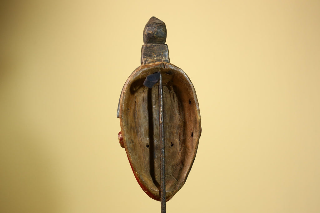 African Baule Mask Carved Wood Red Painted Face Côte d’Ivoire Tribal Art-G5944