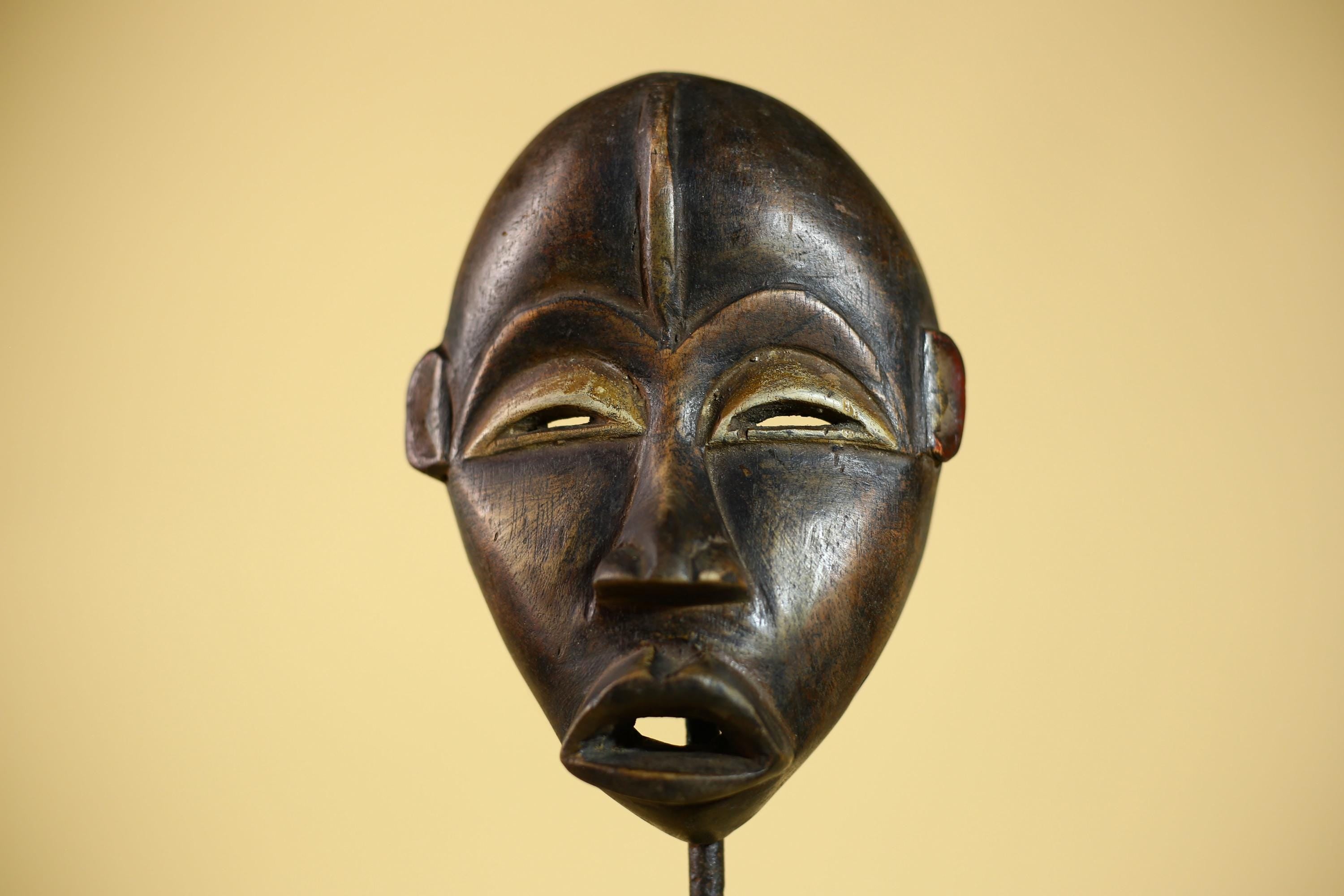 Vintage Dan Mask African Tribal Carved Wood Old Face Art Decor Authentic-G6042
