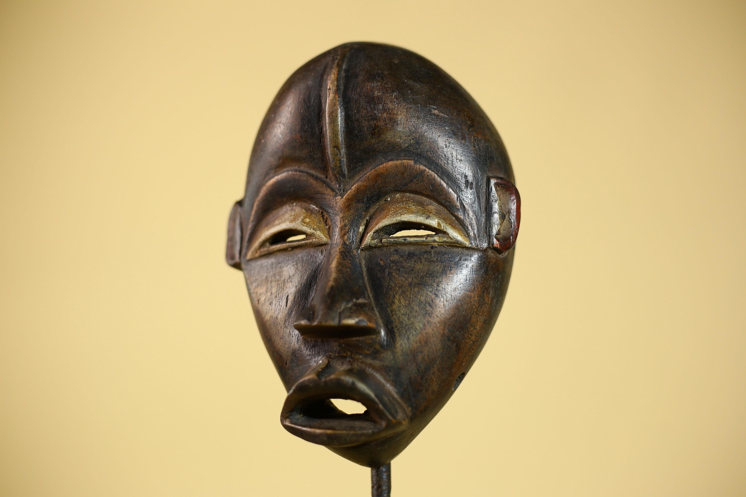 Vintage Dan Mask African Tribal Carved Wood Old Face Art Decor Authentic-G6042
