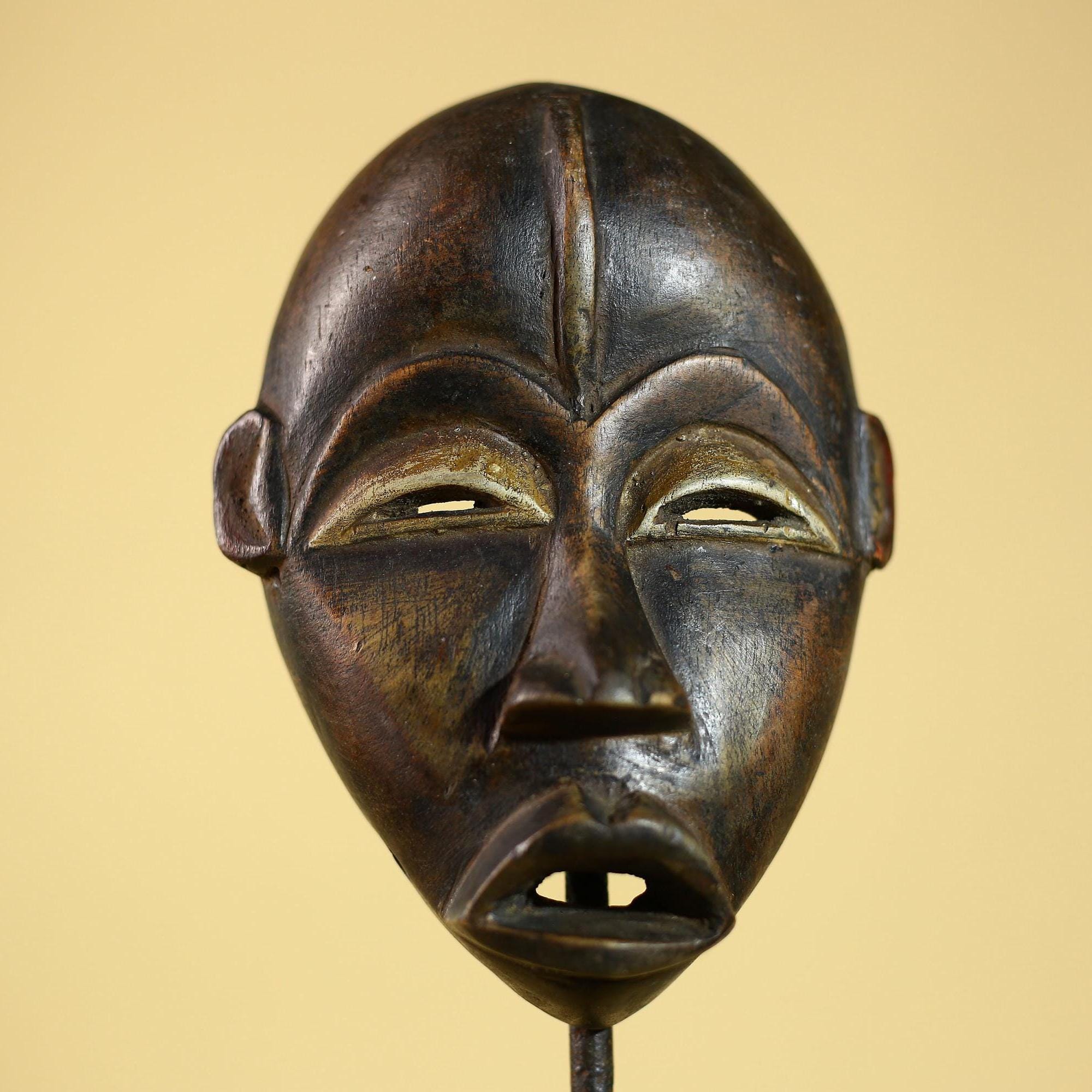 Vintage Dan Mask African Tribal Carved Wood Old Face Art Decor Authentic-G6042