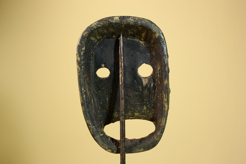 African Tribal Mask Wood With Metal Studs Côte d’Ivoire Ritual Decor-G5945