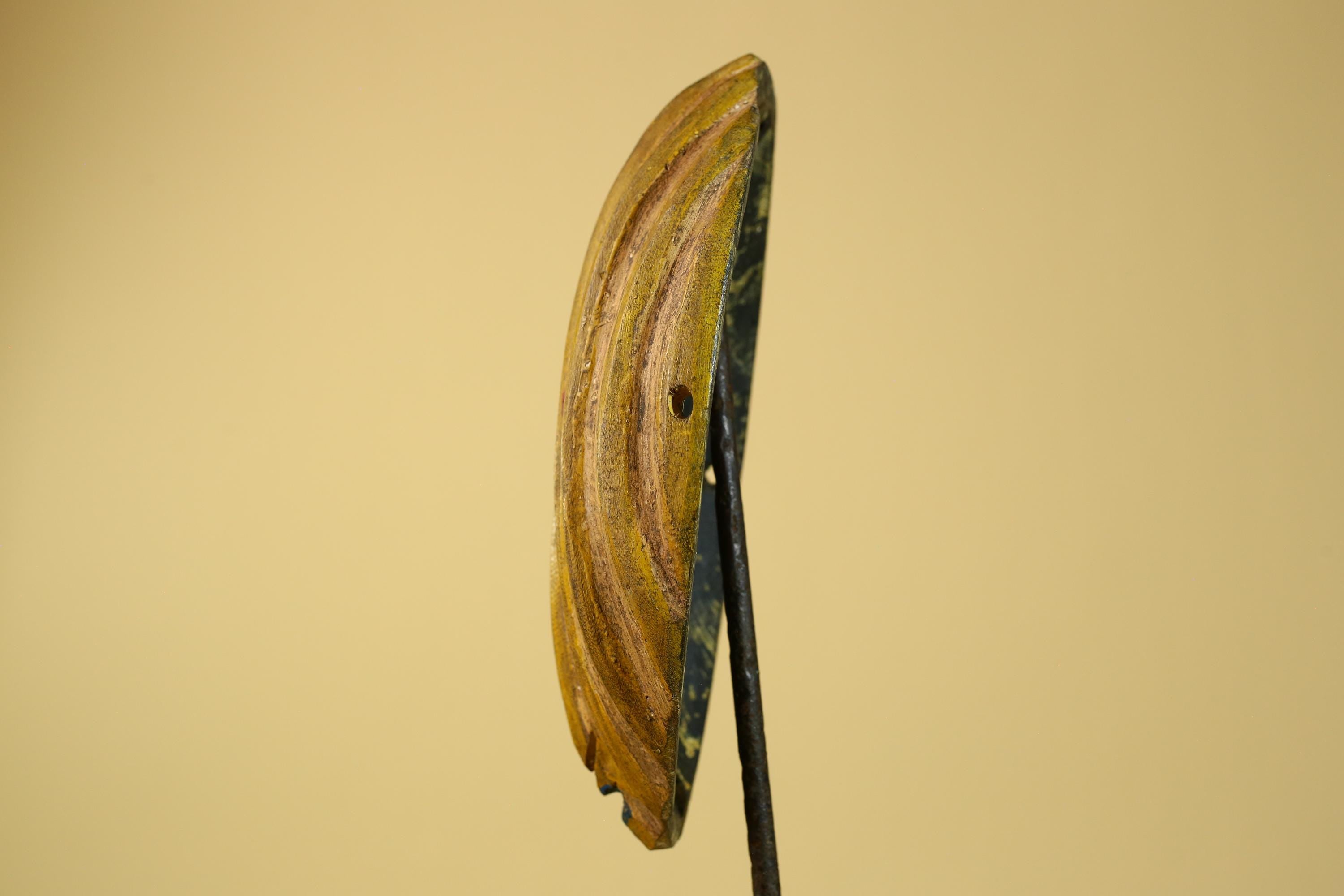 African Tribal Mask Carved Wood Striped Design West Africa Art Decor-G5946