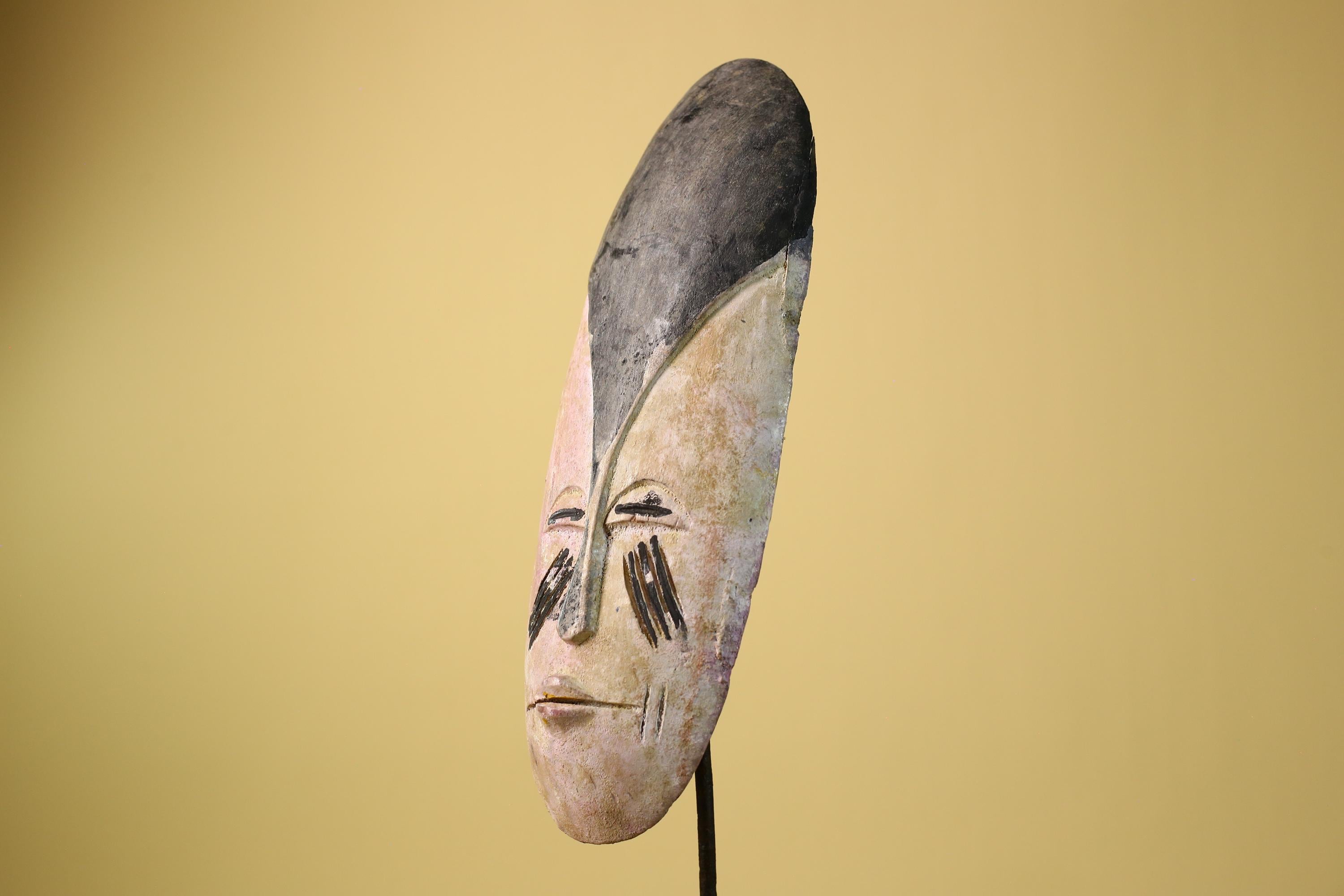 African Tribal Mask Carved Wood Painted Features Gabon Art Decor-G5947